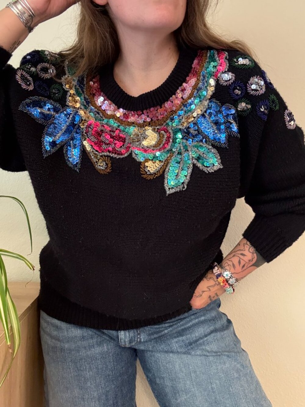 Vintage Embellished Sequin Beaded Alfred Dunner Pullover Sweater